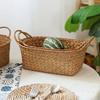 Gifts Portable Handwoven Rattan Basket Desktop Storage Tool Rattan Storage Basket Storage Baskets with Handle Food Plate