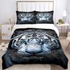 3PCs Tiger Print Design Cover Set, Breathable Fabric, Machine Washable (1 Duvet Cover + 2 Pillowcases) (Without Quilt) yy250911090