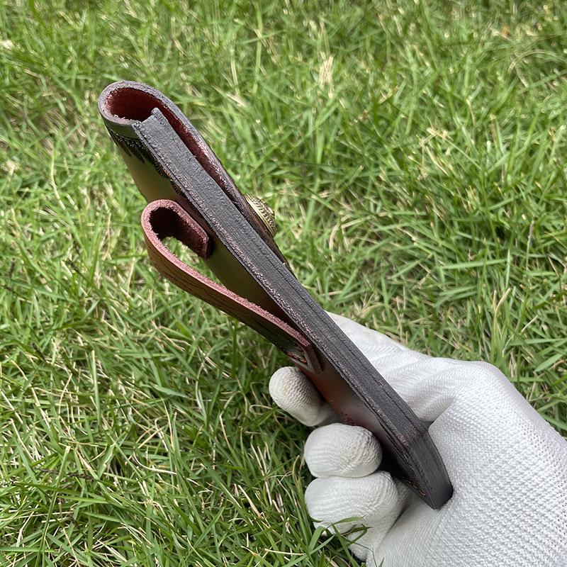 Foling Knife Holder Embossed Cowhide Scabbard Pocket  Knife Cover Second Layer Leather Case Camping Knife Holsters Belt Buckle
