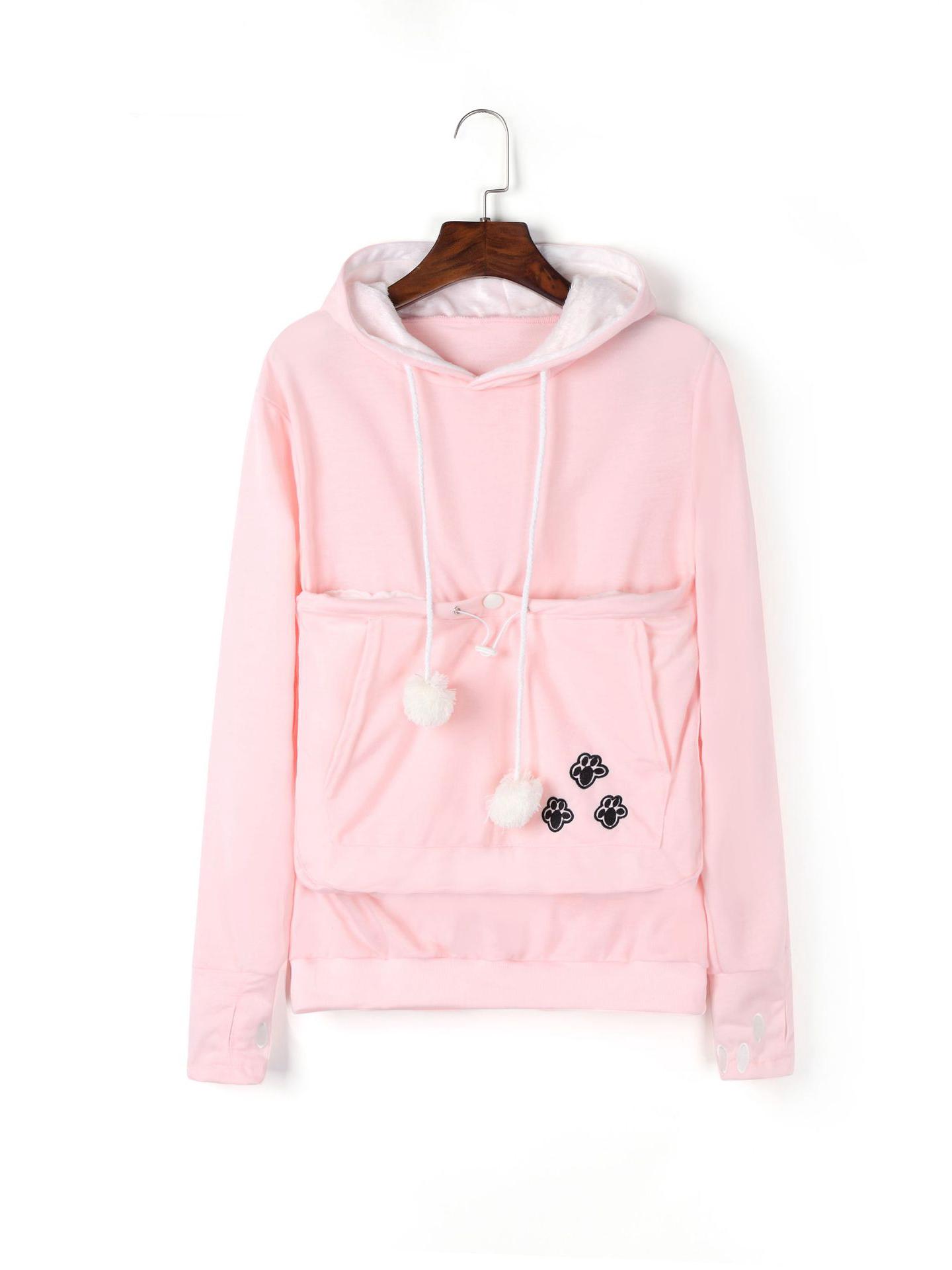 

Європейська та американська куртка-худі з довгим рукавом, що добре продається восени/взимку M рожевий