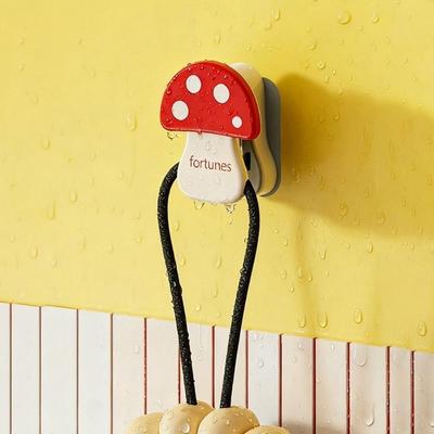3 Pieces Plastic Mushroom Shape Hook Non Perforated Self Adhesive Home Storage Clips Decorative Towel Rack Bathroom