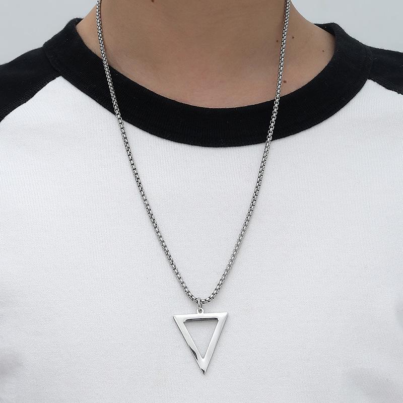 HNSP Collana Potenza con Pendente Triangolo Invertito in Acciaio Inossidabile per Uomo Accessori Freschi Semplici