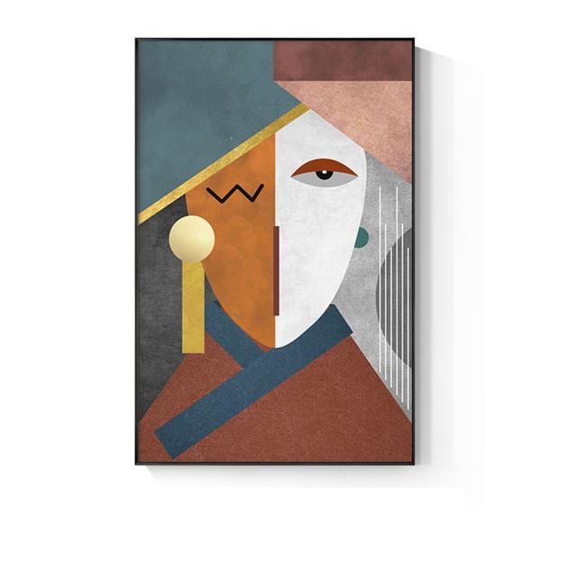 Modern Abstract Character Painting Faceted Geometry Canvas Poster Printing Picasso's Living Room Wall Art Picture