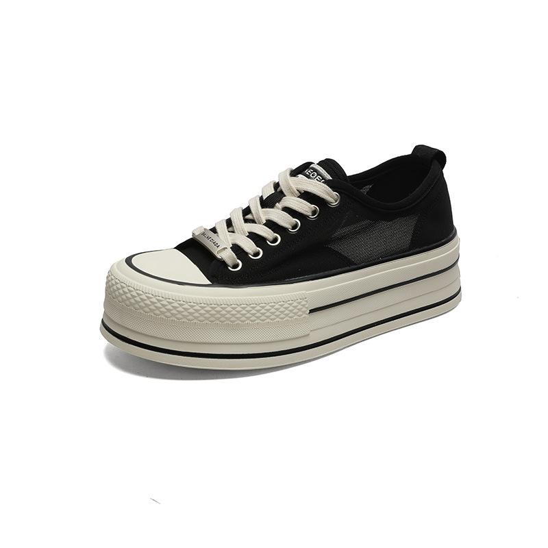 

Small thick-soled heightening little white shoes women s summer new mesh breathable versatile casual board shoes 40 чёрный