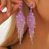 2PC Women's Fashion Claw Chain Series Colorful Diamond Tassel Style Earrings for Travel, Carnival, Party, Festival Dressing Gift