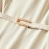 Sentubila Design-inspiriertes Patchwork-Kleid, Sommerliches elegantes Faltenrockkleid, Kleines Midikleid, Aprikosenfarbe