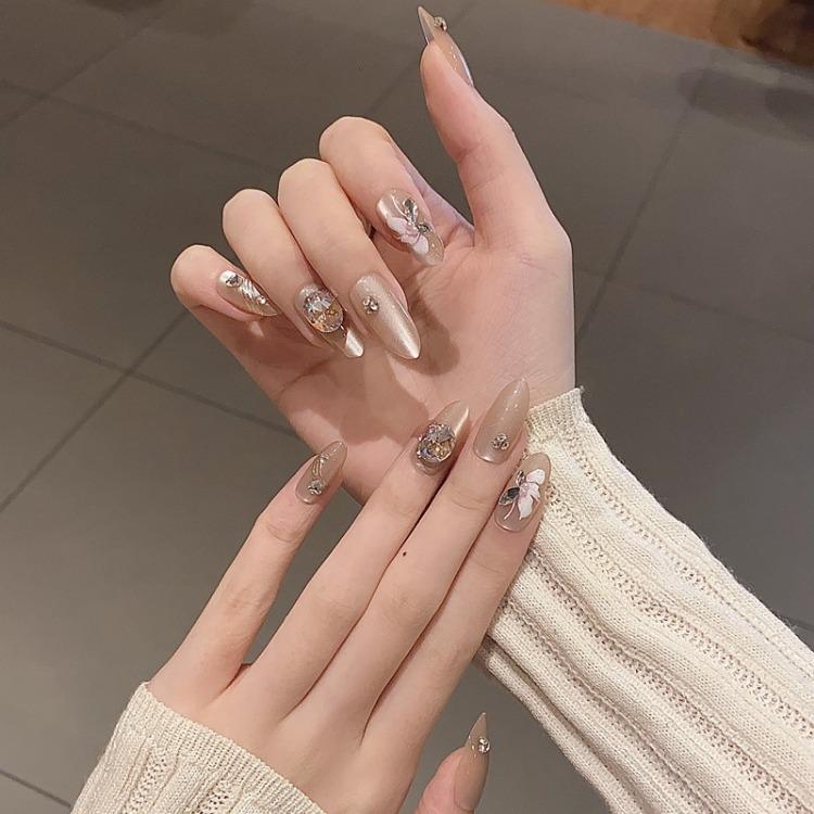 Wearing Nail Advanced Sense Spring and Summer Flash Diamond Butterfly Handmade Nail Piece Spice Girl Wearing Nail Piece