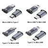 2/4PCS Type-C Female To Micro USB Male/Mini USB Male Micro USB Female To Type-C/Mini USB Male 480Mbps 5V 2A for Phone/Tablet/PC