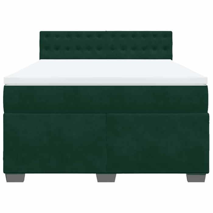 Exclusive House - Slatted Bed Base and Mattress Dark Green 140x190cm Velvet