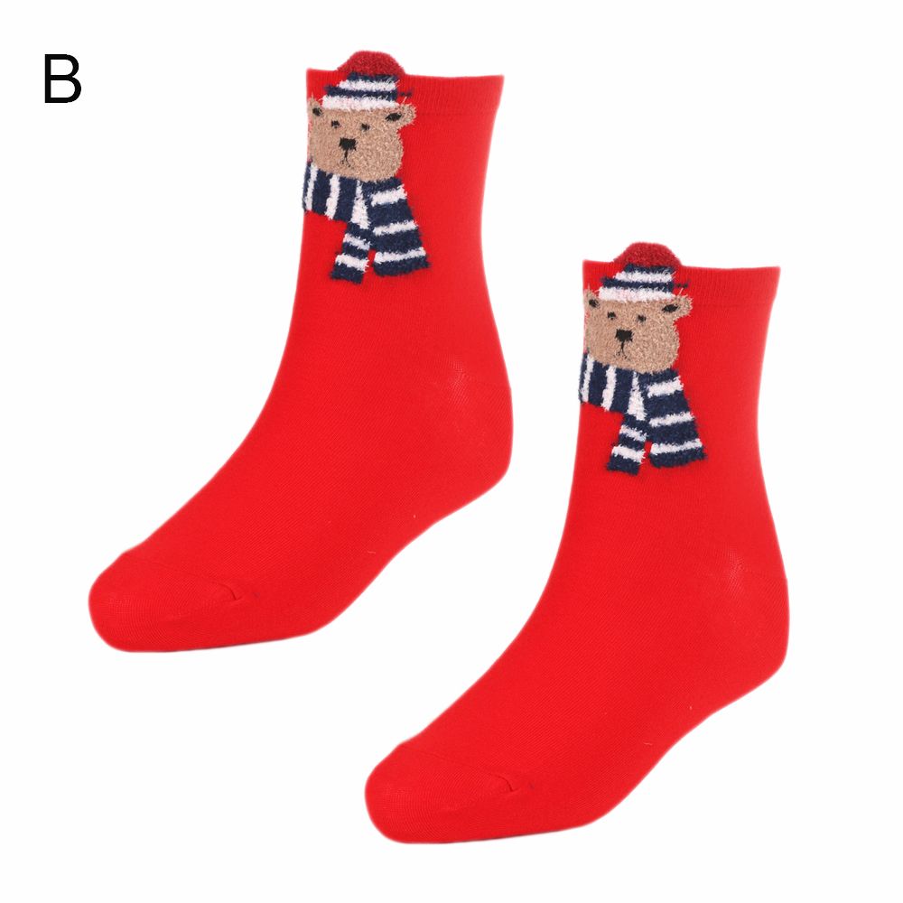 

Warm Elk Bear Santa Claus Christmas Animals Socks Xmas Gift Colorful Cotton Cartoon Stockings B