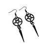Gothic Black Long Rivet Tassels Pointed Five-pointed Star Symbol Dangle Earrings for Women Halloween Party Jewelry Accessories