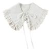 Royal Style Cotton Fake Collar Shawl Wrap Hollow Out Floral Lace Ruffled Trim Necklace Pointed  Lapel Blouse Dropshipping
