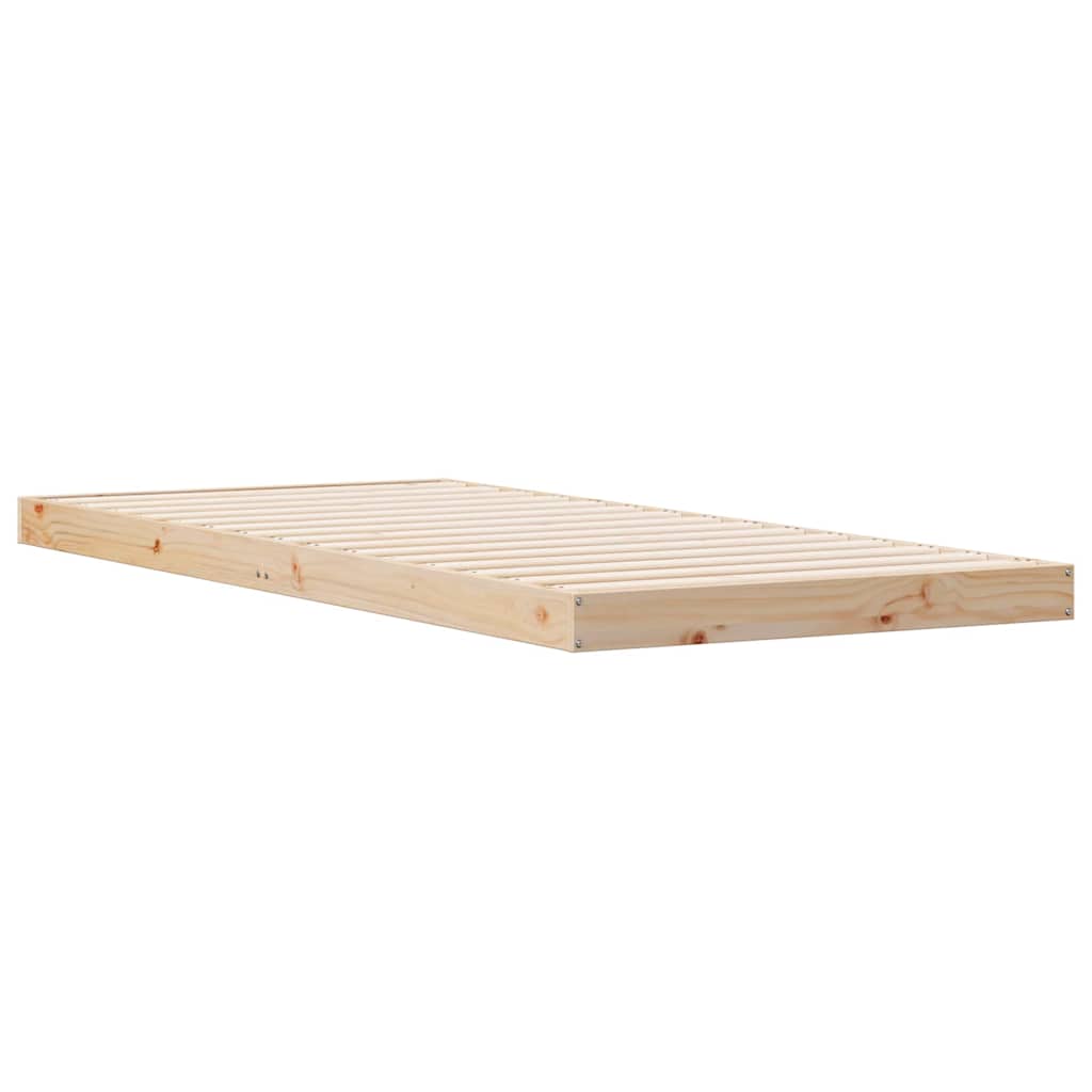 Floor Bed Frame Natural 90 X 220 Cm Solid Pine Wood