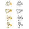 G23 Titanium Alloy Gold Plated Heart Shape Natural Stone Earrings Cross-Border Hot-Selling Women's Fashion Piercing Jewelry for