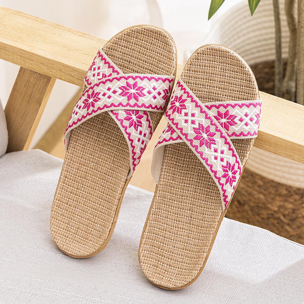Four Seasons Women's Linen Deodorant Anti-slip Indoor/Outdoor Silent Slippers