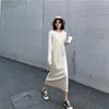 Autumn New Temperament Muse Fan Long Sweater Skirt Over Knee Bottom Crew Neck Knitted Dress Winter