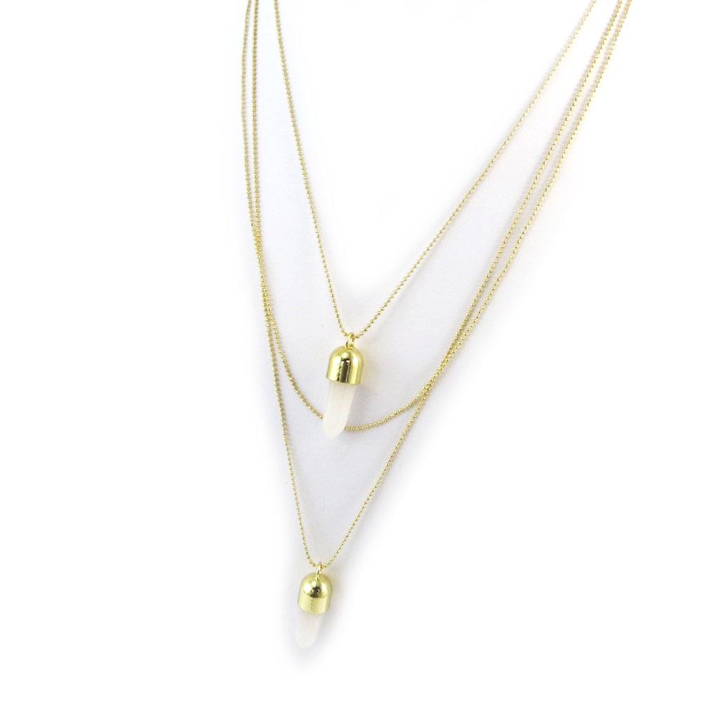 Les Trésors De Lily [N4088] - Collier sautoir 'Scarlett' blanc doré (3 rangs)