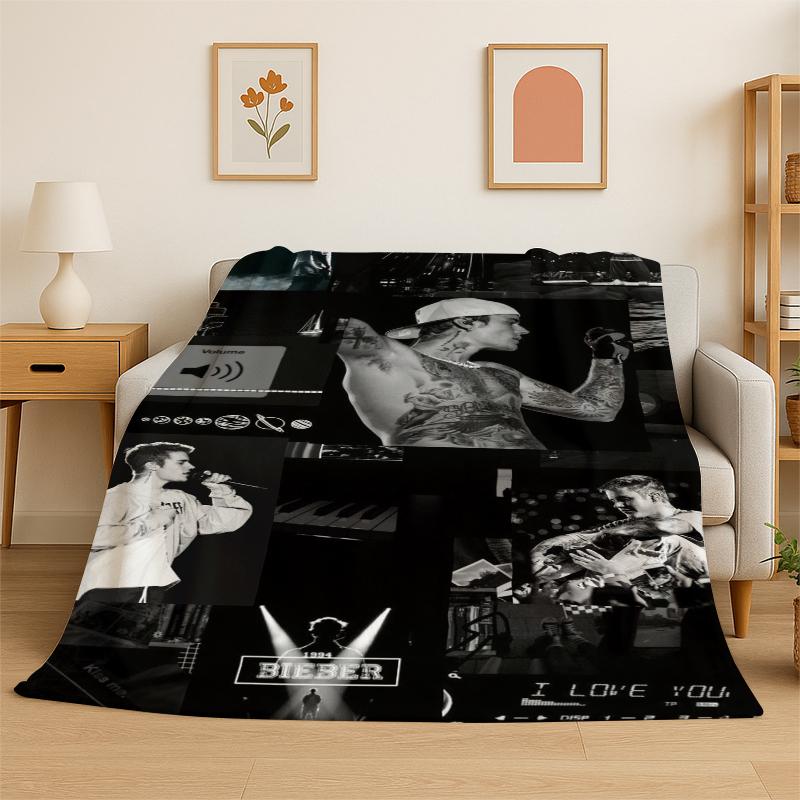 3D Singer Star Flannel Blanket Soft Warm Throw Blanket for Bedroom Living Room Bed Travel Camping Picnic Gift