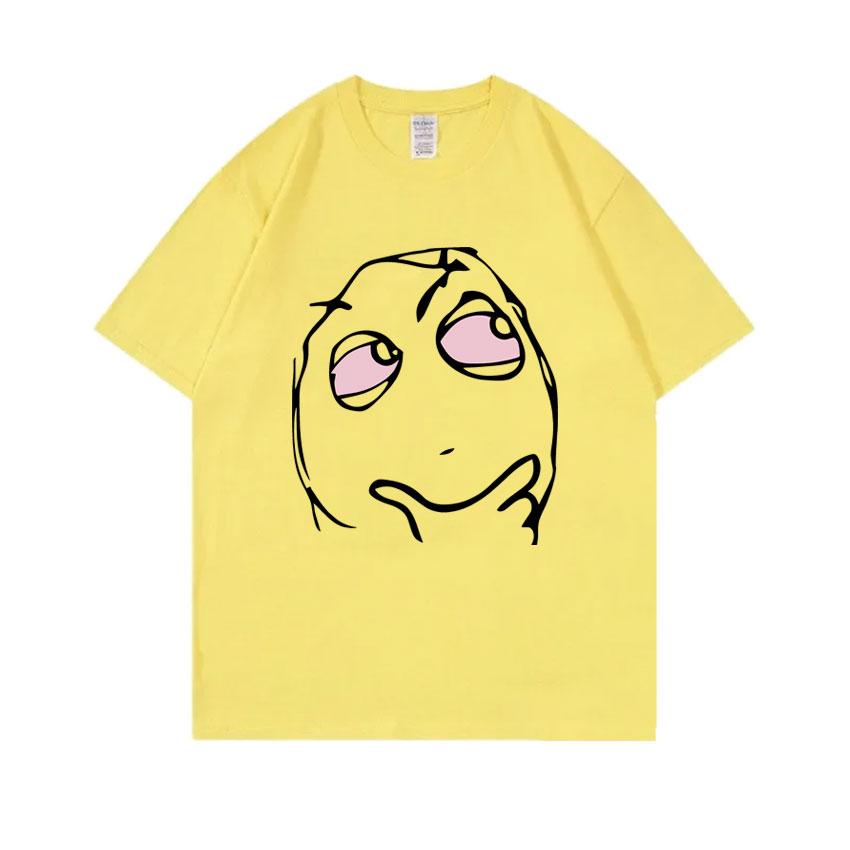 RAGE GUY Funny Meme T Shirt Manga Troll Face Be Me Pensive Red Eyes High Reaction Face T-Shirt Men Women Cotton Oversized Tshirt