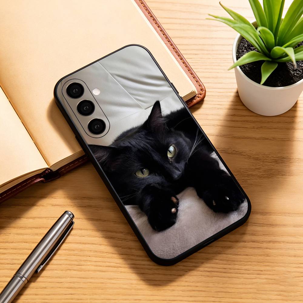 M-Mysterious B-black cat  Phone Case Black Silicone Soft For Samsung Galaxy A73,A72,A71,A70,A53,A52,A51