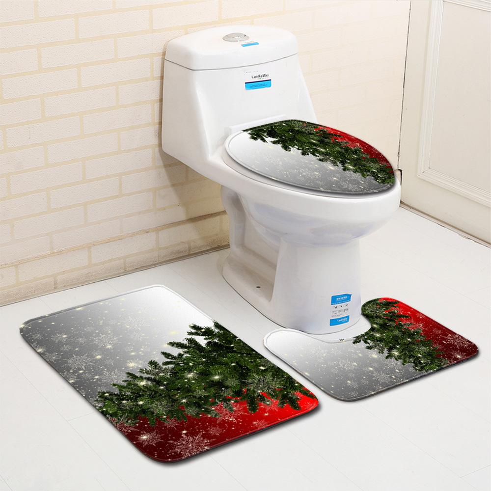 Weihnachts-Badezimmer-Bodenmatte Toilette Dreiteiliges Set