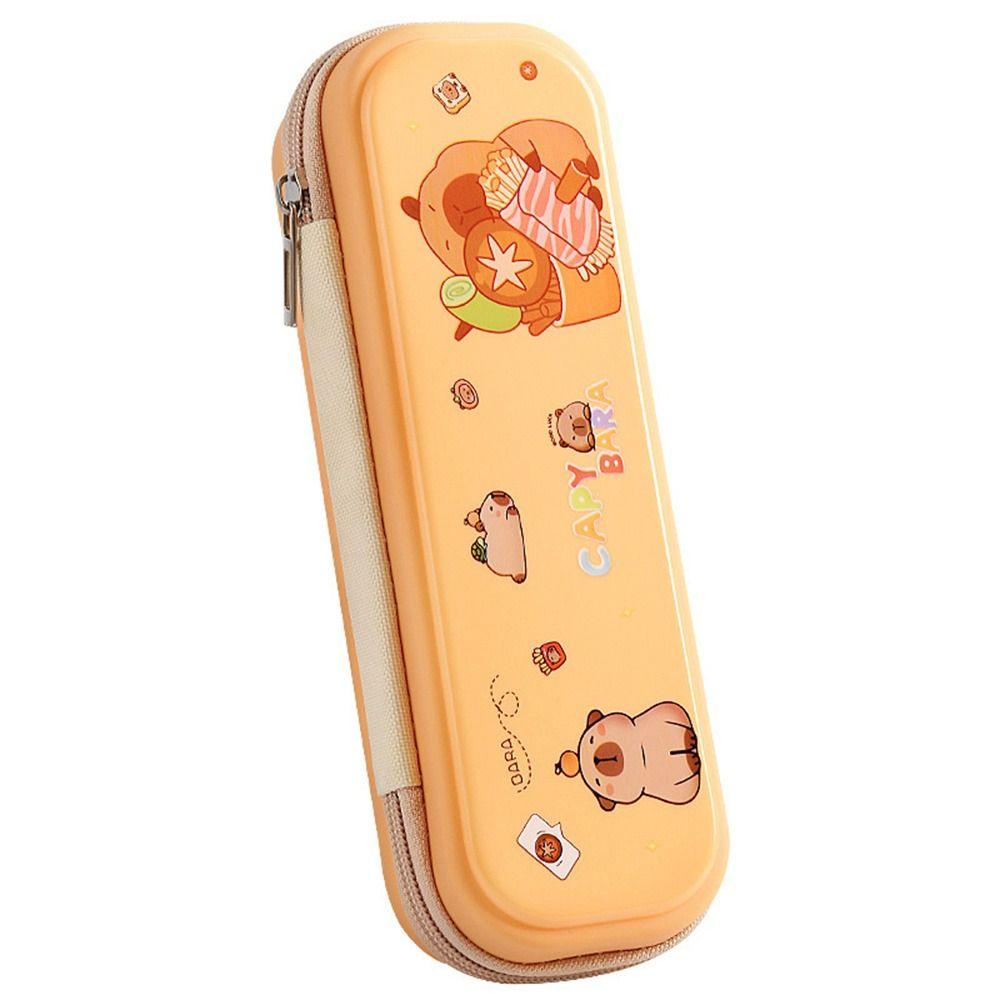 

New Large Capacity Capybara Pencil Case Learning Prize Durable Stationery Box Cute Cartoon Sketch Pen Case Student темно-коричневого кольору