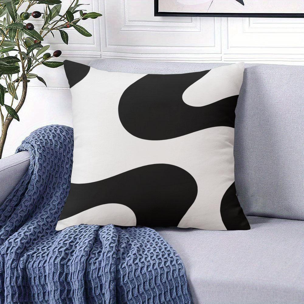 Black White Wave square Jacquard Pillow Cover for Sofa Office Waist Cushion Cover Home Decorative Pillowcase