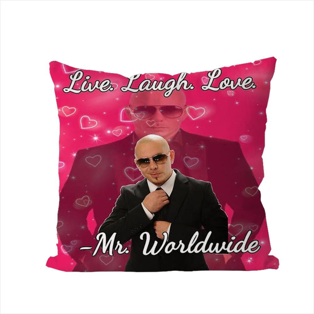Mr Worldwide Pitbull Pillow Case For Car Sofa Decorative Home Doublesided Print Plush Square Throw Pillow Cushion Cover 30x30cm