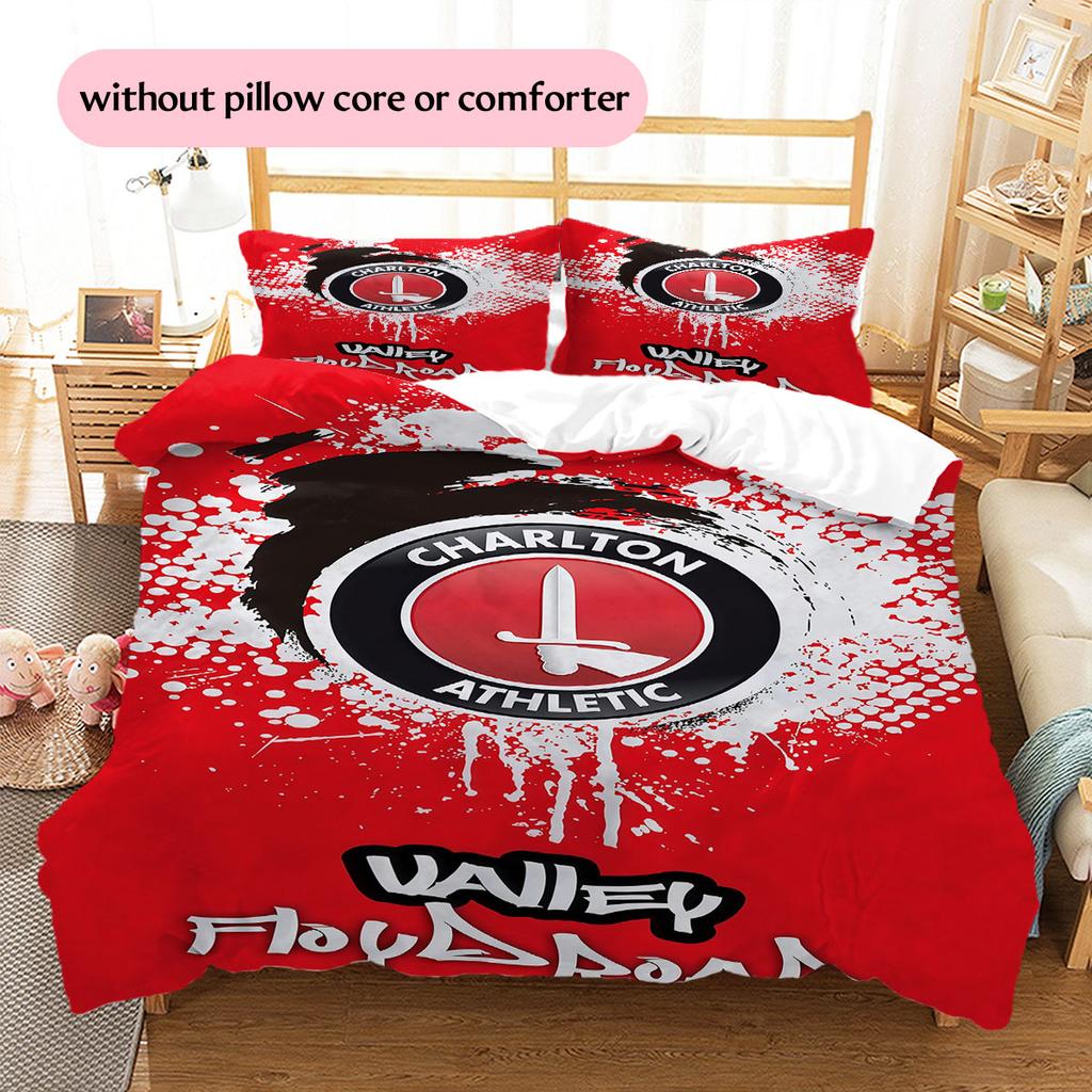 Charlton Athletic Pattern Bedding Home Decoration Birthday Gift ( 1 duvet cover + 2 pillowcase, without core),fan merchandise.