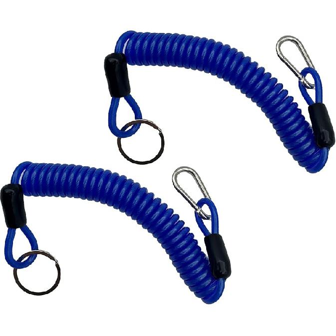 6FT Trailer Breakaway Safety Cable Blue 4Pcs Trailer Brake Away Cable, Trailer Breakaway Coiled Cable For RV Trailer Emergency Camper Breakaway