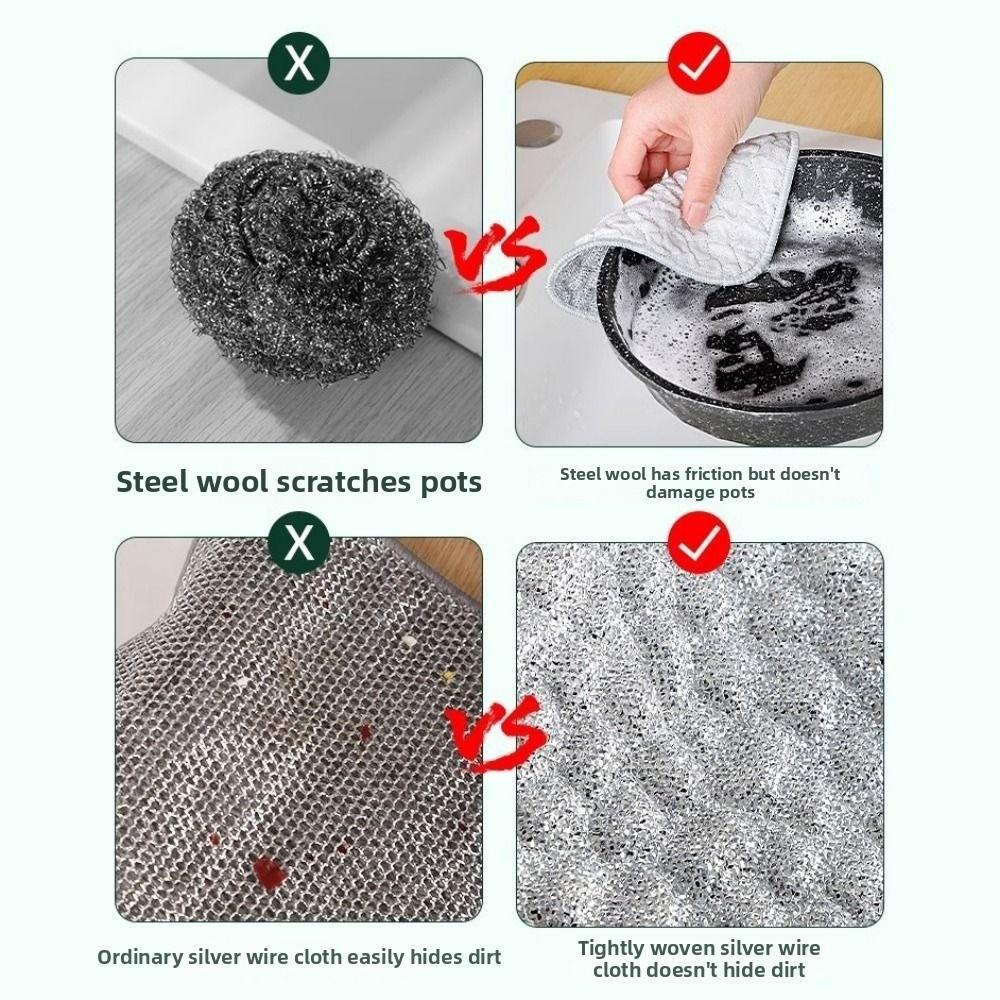 5Pcs Double-Side Wiping Rags Reusable Kitchen Cleaning Cloths Microfiber Dishcloths Home Use