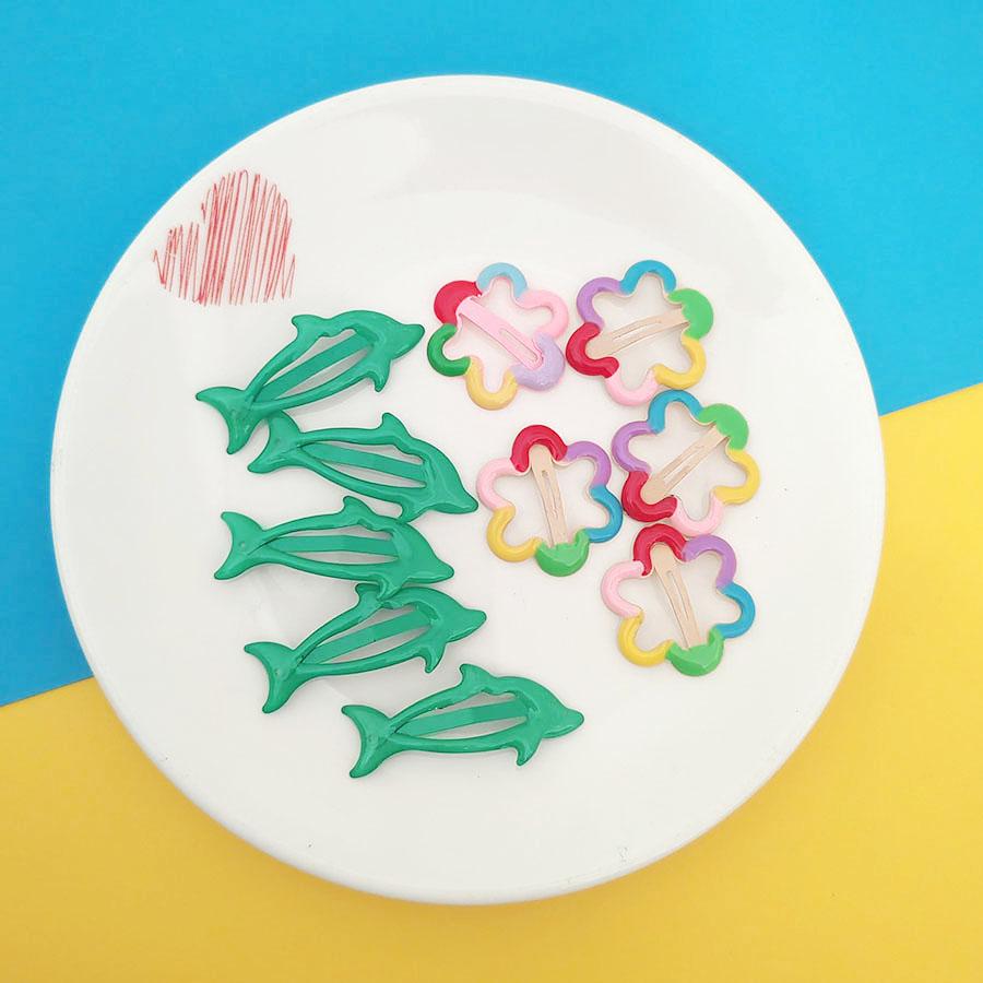 10pc Cute Mini Flower Dolphin Hairpin Solid Color Sweetly Hair Side Clips Accessory for Women Girls