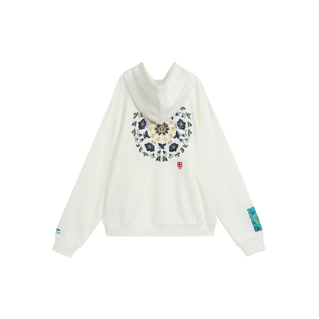 Li-Ning Paris Fashion Week Pattern Embroidered Pullover Hoodie 'White' Men's AWDQ625-3