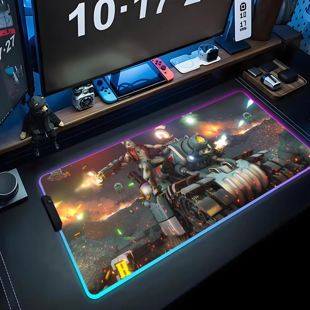 Metal Slug Mouse Pad RGB Gaming Mousepad Big LED Pad PC Desk Mat Luminous Mouse Pad Large Keyboard Mats Table Rug With Backlit