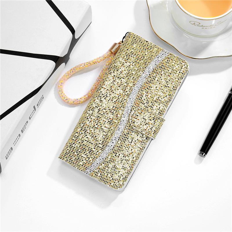 Glitter Leather Case For iPhone 13 11 12 14 15 16 17 Pro XS Max Mini XR X 8 7 Plus SE 2020 2022 SE3 Air 16E 17E Flip Case Cover