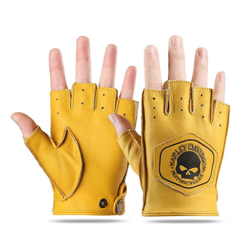 

Men s Retro Cowhide Half-Finger Motorcycle Riding Gloves - Non-Slip, Wear-Resistant, Summer Outdoor Sports M