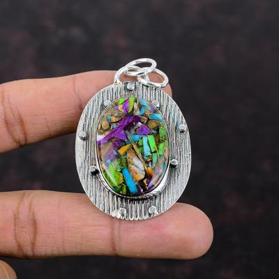 Fiesta Kingman Ciondolo turchese Ciondolo in argento sterling 925 Multi rame turchese Gioielli fatti a mano con pietre preziose naturali Regalo per le donne