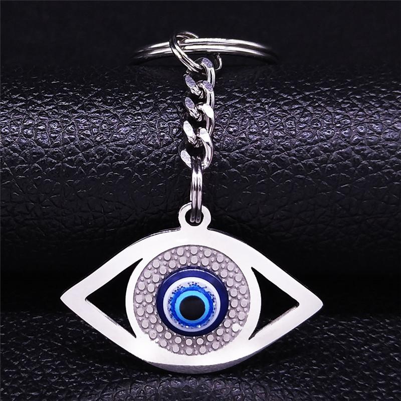 Islam Hamsa Evil Blue Eye Necklace Stainless Steel Turkish Eye Chain Bracelet Greek Jewelry ojo turco acero inoxidable N1137S02