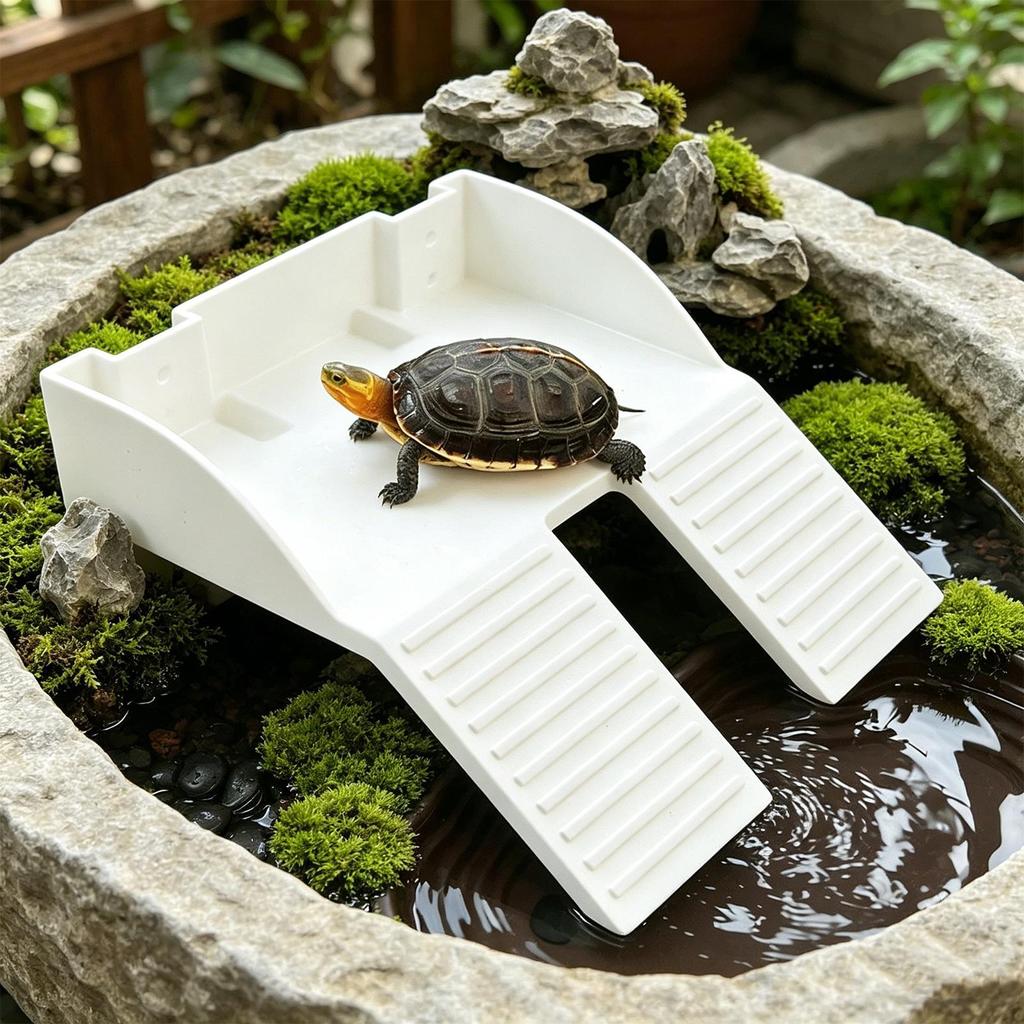 Turtle Tank Accessories With Food Holder Ramp Aquarium Decor Basking Area For Turtle Tank For Climbing Enrichment Resting
