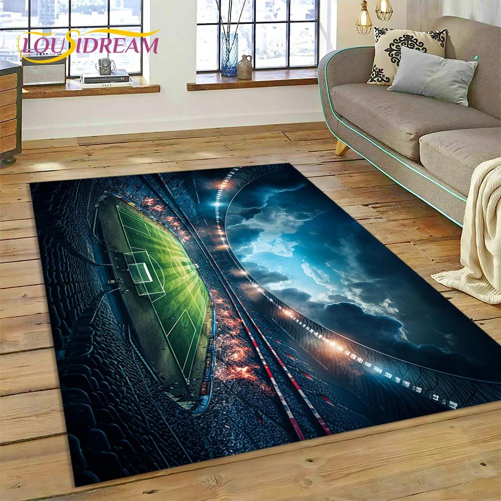 3D-Teppich mit Fußballfeld für Schlafzimmer, Wohnzimmer, Sofa-Dekoration, Kinderspiel, große Dekoration, Bodenmatte, Geschenk