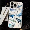 Sharks Cute sea blue pattern design Phone Case Transparent Phone Case For iPhone 16 15 14 13 12 11 Pro Max XR Plus