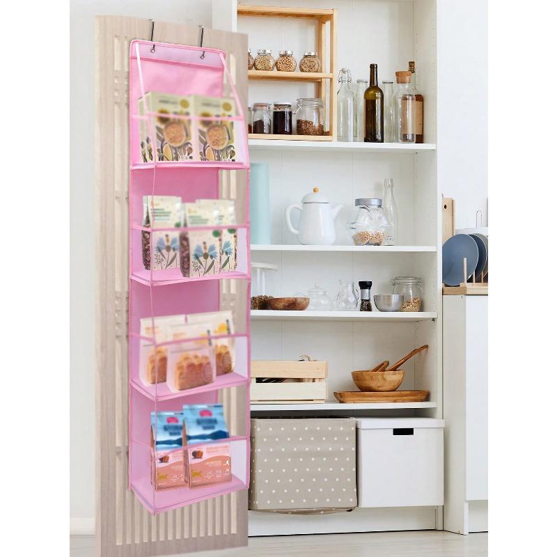 4 Layer Over The Door Hanging Organizer, Cosmetics Wall Hanging Storage Organizer, Large Capacity Mesh Holder With Clear Pockets Hanging Storage Bag