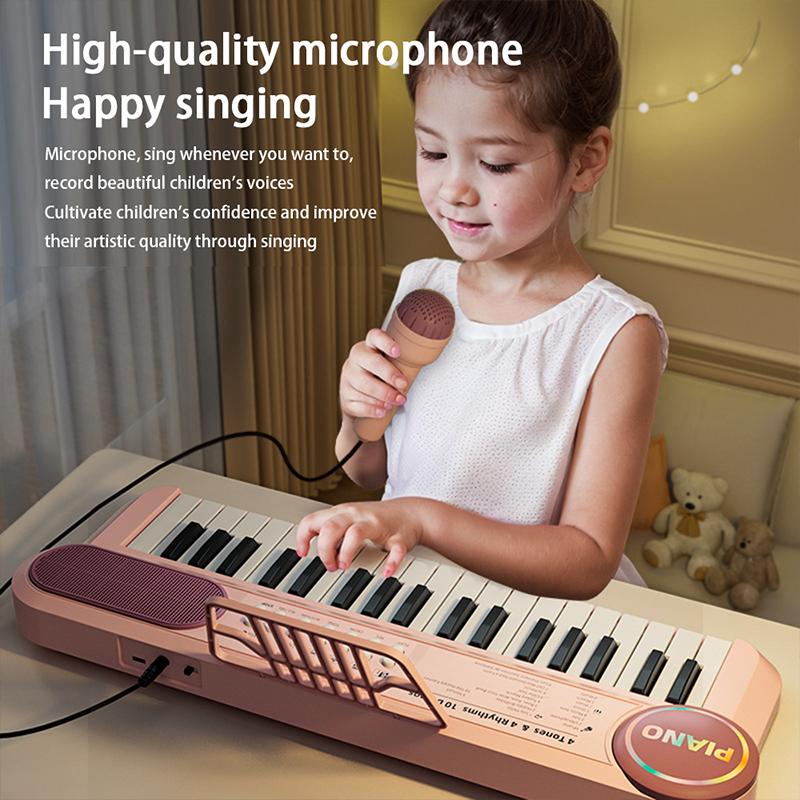 Year Pink Piano Toy For Girls 37 Key Portable Electronic Keyboard With Microphone Birthday
