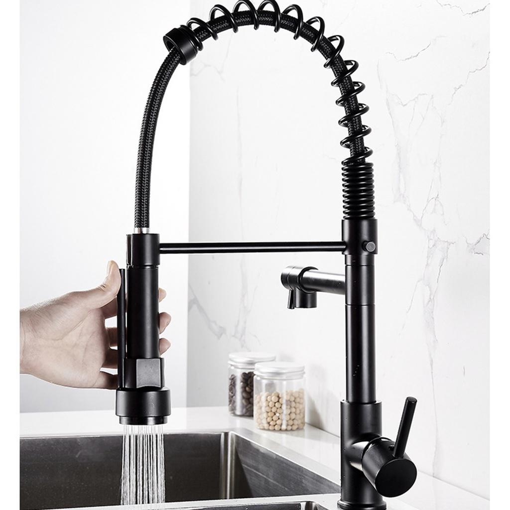 Black Chrome Brushed Nickel Flexible Kitchen Faucets Pull Out Mixer Tap Faucet Spring Style Spray Deck Mounted Kitchen Water Tap  Cold Kitchen Faucet