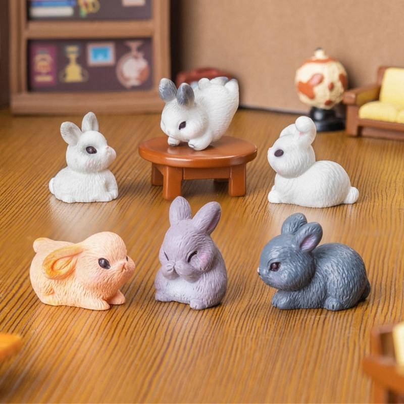 10Pcs Miniature Rabbit Figurines Resin Animal Statues Perfectly for Easter Decorations and Birthday Cake Toppers