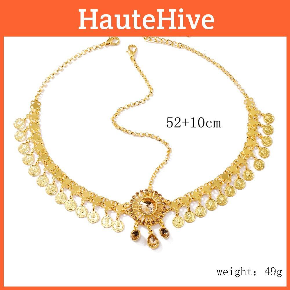 Simulation Crystal Elegant Decoration Gold Women Headwear With Tassel Design