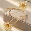 Enamel Glaze Open Arm Bangle Drip Oil Armband Elegant Flower Bracelet  Hand Jewelry