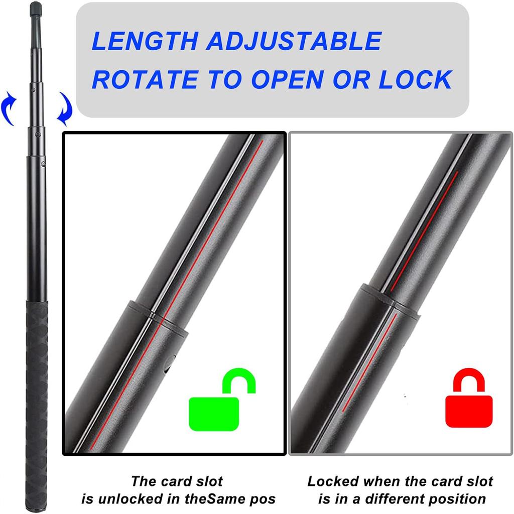 150/170/200cm Invisible Selfie Stick, Extendable Monopod Pole, Solid and Compact Design for Insta360, GoPro, DJI