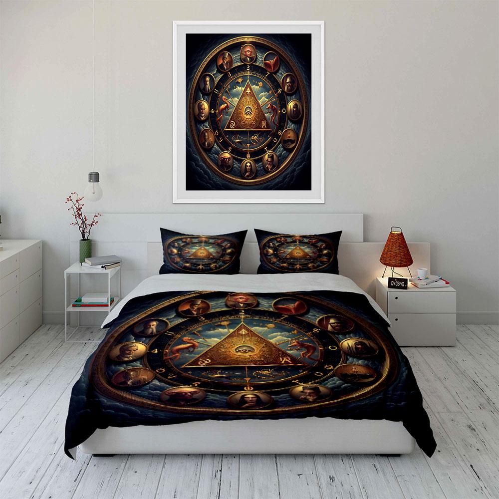 "Occult Decorative Three-Piece Set" Bedding Set with 1 Duvet Cover 2 Pillowcases Single Double King Queen, Gift