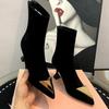 Pointed Toe Women Ankle Boots Suede Fashion Heeled Shoes Dress Luxury Woman Pumps 2025 Winter New Designer Elegant Mujer Botas